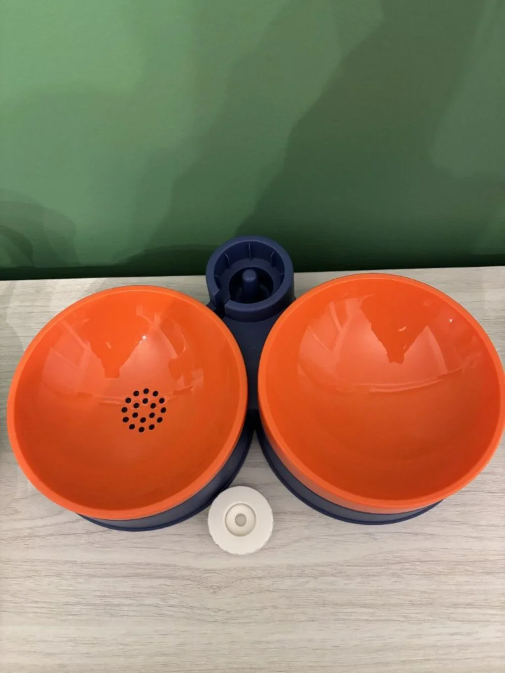 Cat or small dog food bowls & water dispenser set. Blue and Orange. NEW
